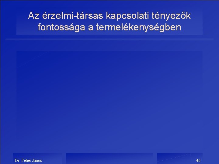 Az érzelmi-társas kapcsolati tényezők fontossága a termelékenységben Dr. Fehér János 46 
