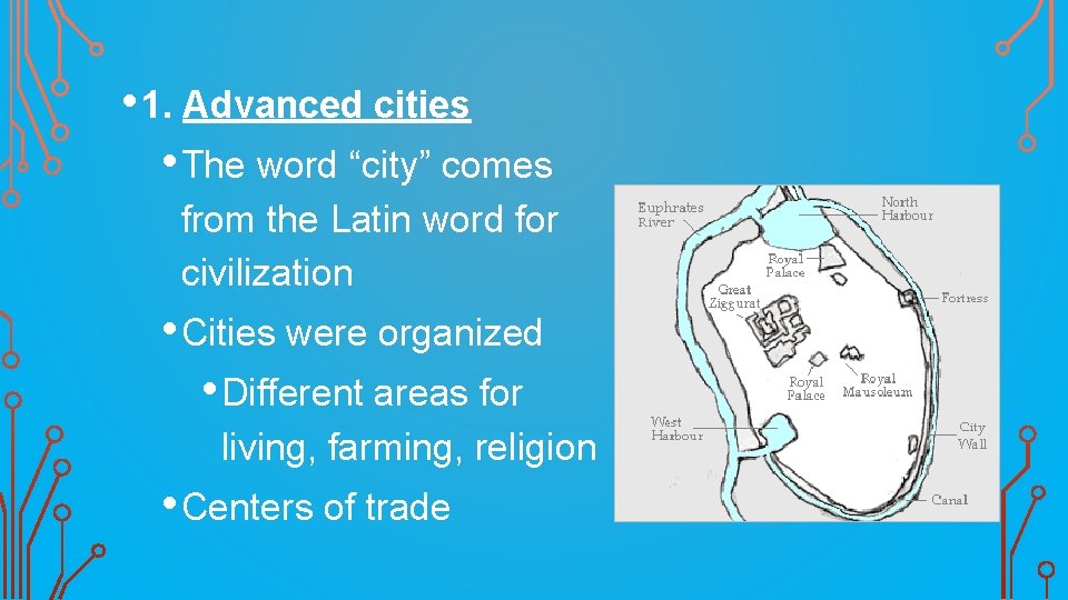  • 1. Advanced cities • The word “city” comes from the Latin word