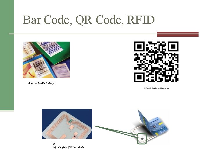 Bar Code, QR Code, RFID Source: Media Bakery © raphotography/i. Stockphoto 