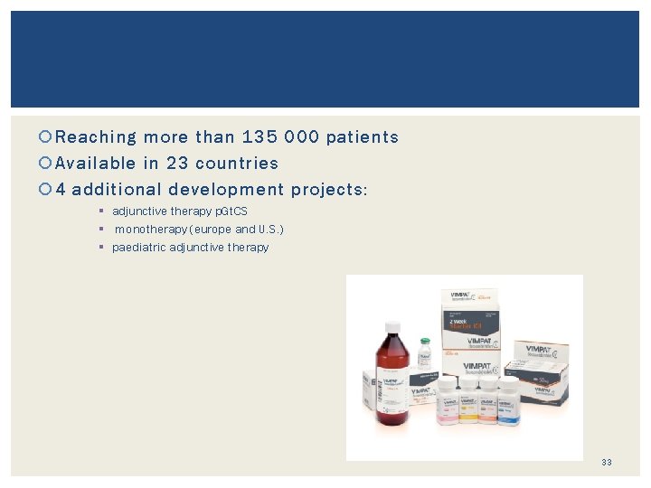  Reaching more than 135 000 patients Available in 23 countries 4 additional development