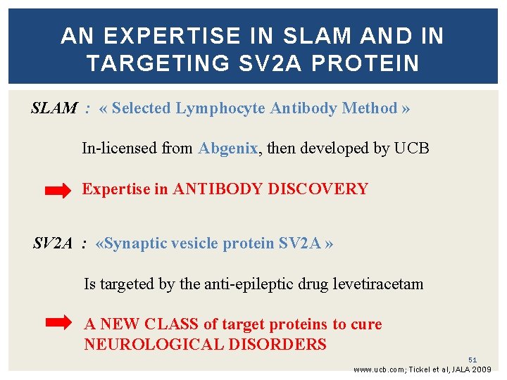 AN EXPERTISE IN SLAM AND IN TARGETING SV 2 A PROTEIN SLAM : «