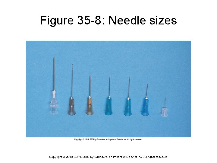 Figure 35 -8: Needle sizes Copyright © 2018, 2014, 2009 by Saunders, an imprint
