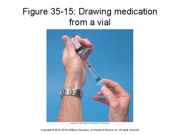 Figure 35 -15: Drawing medication from a vial Copyright © 2018, 2014, 2009 by
