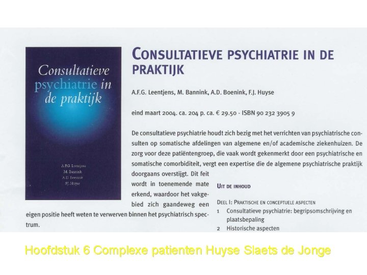 Hoofdstuk 6 Complexe patienten Huyse Slaets de Jonge 