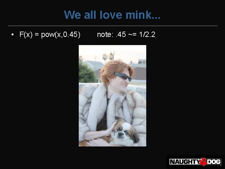 We all love mink. . . • F(x) = pow(x, 0. 45) note: .