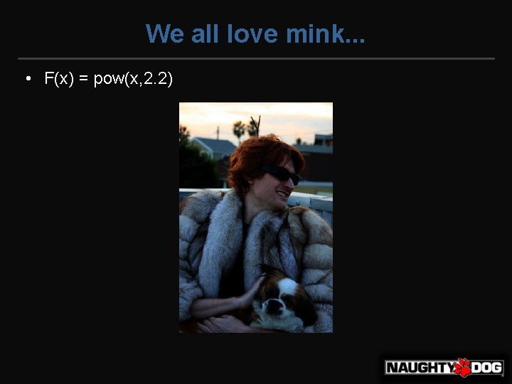 We all love mink. . . • F(x) = pow(x, 2. 2) 