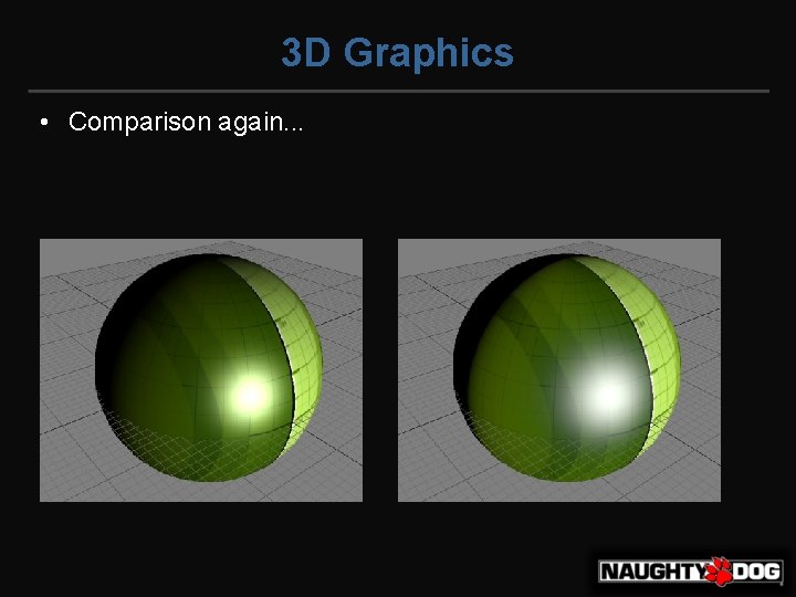 3 D Graphics • Comparison again. . . 