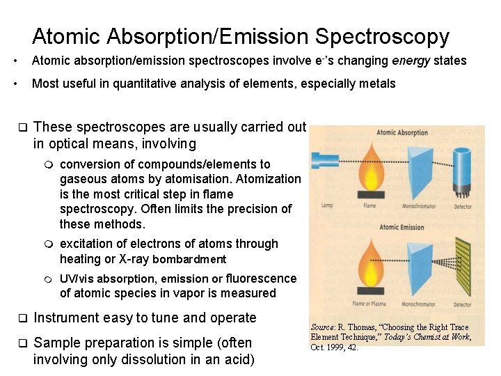Atomic Absorption/Emission Spectroscopy • Atomic absorption/emission spectroscopes involve e-’s changing energy states • Most