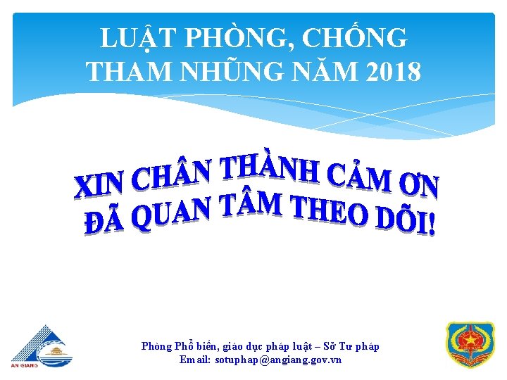 LUẬT PHÒNG, CHỐNG THAM NHŨNG NĂM 2018 Phòng Phổ biến, giáo dục pháp luật