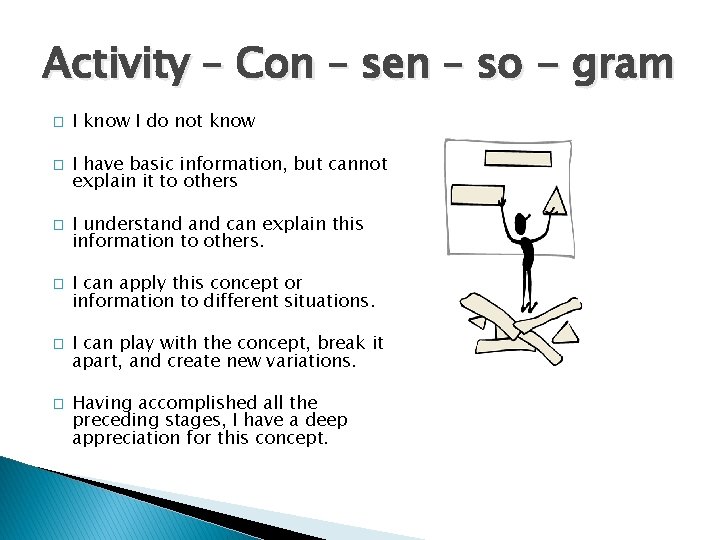 Activity – Con – sen – so - gram � � � I know