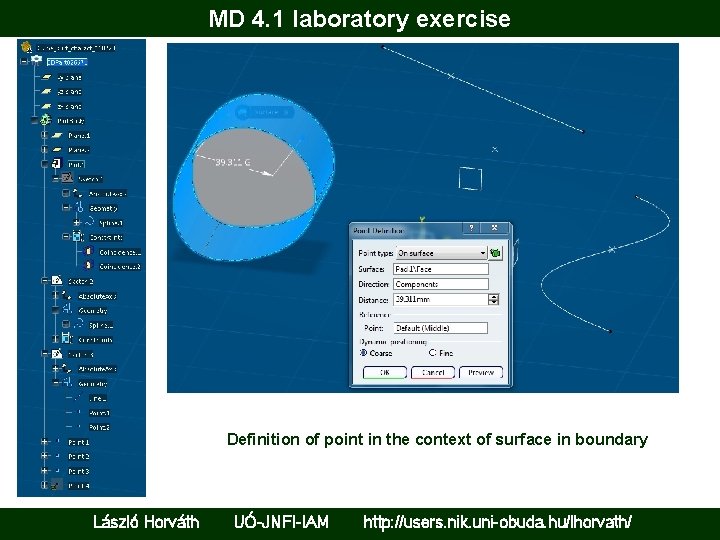 MD 4. 1 laboratory exercise Definition of point in the context of surface in