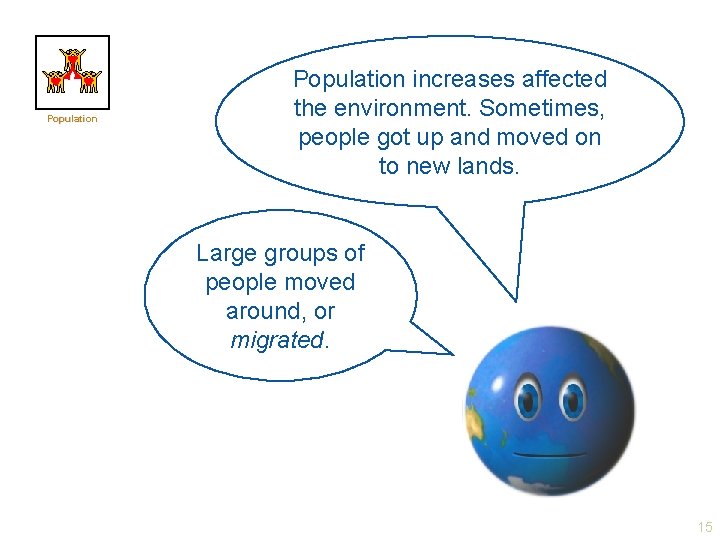 Population increases affected the environment. Sometimes, people got up and moved on to new