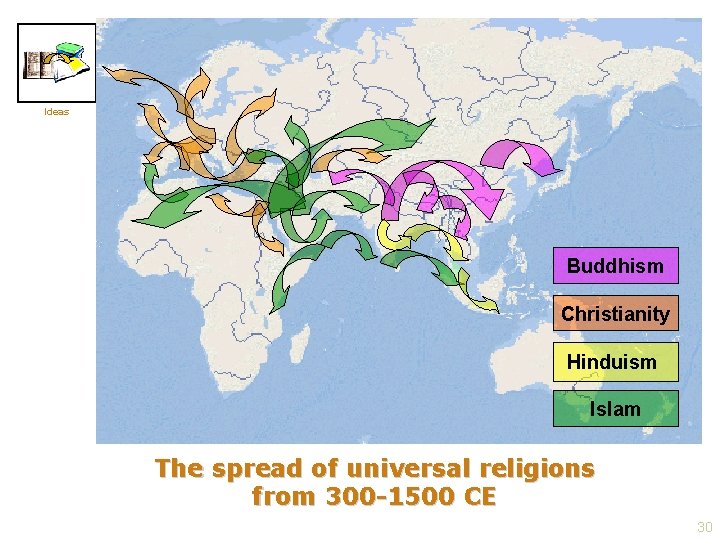 Ideas Buddhism Christianity Hinduism Islam The spread of universal religions from 300 -1500 CE