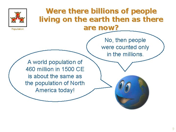 Population Were there billions of people living on the earth then as there are