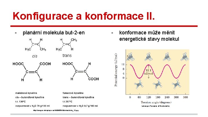 Konfigurace a konformace II. - planární molekula but-2 -en cis - konformace může měnit