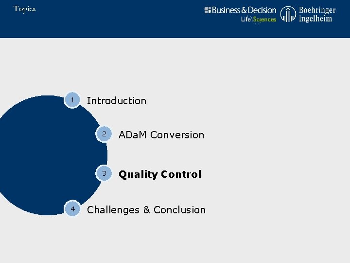 Topics 1 4 Introduction 2 ADa. M Conversion 3 Quality Control Challenges & Conclusion