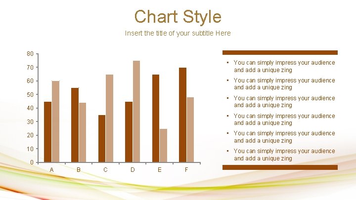 Chart Style Insert the title of your subtitle Here 80 70 • You can