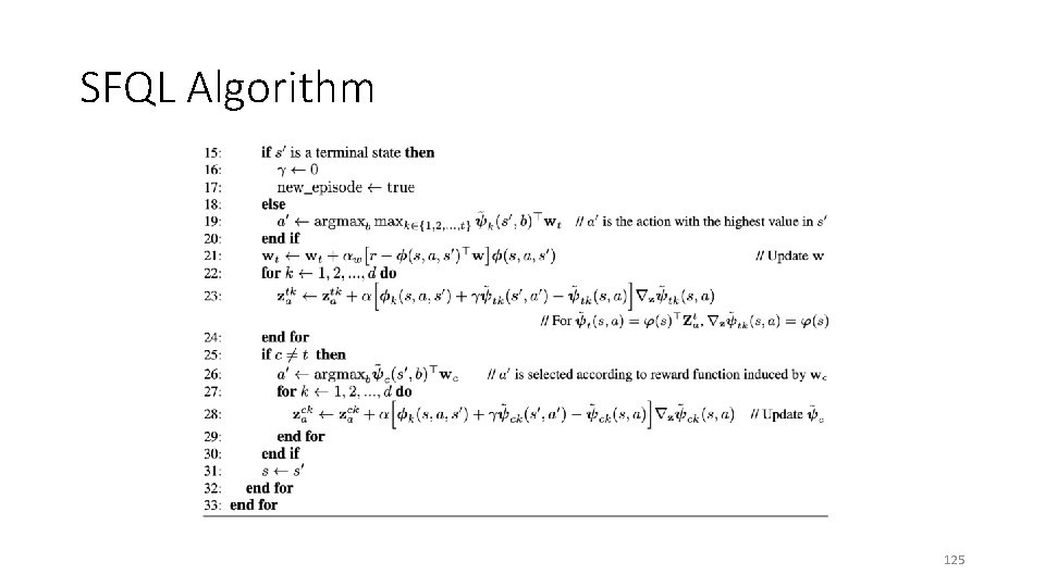 SFQL Algorithm 125 