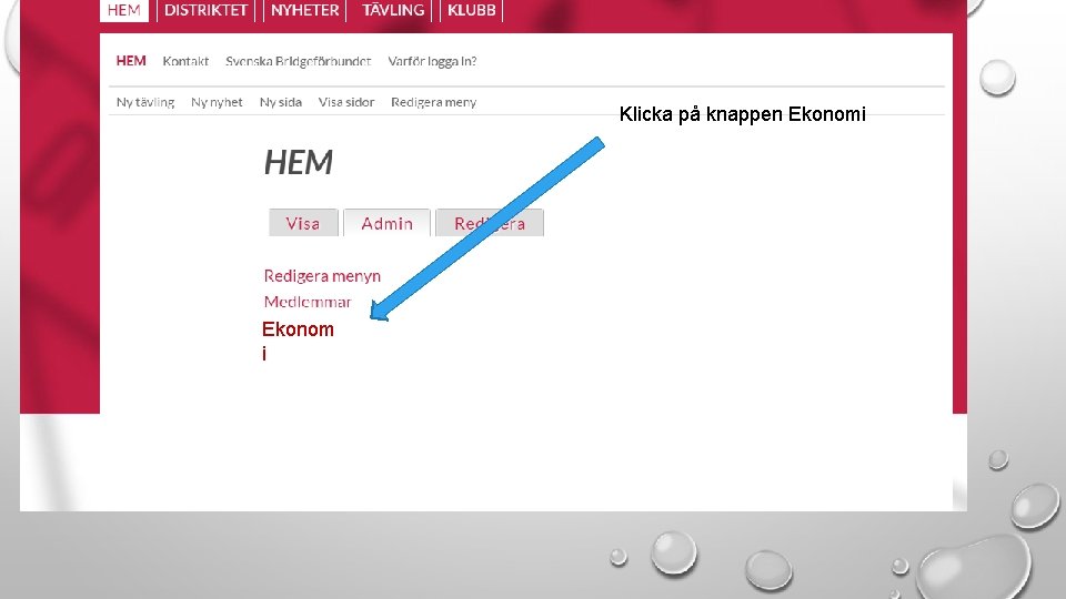 Klicka på knappen Ekonomi Ekonom i 