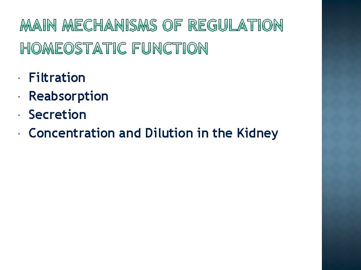  Filtration Reabsorption Secretion Concentration and Dilution in the Kidney 