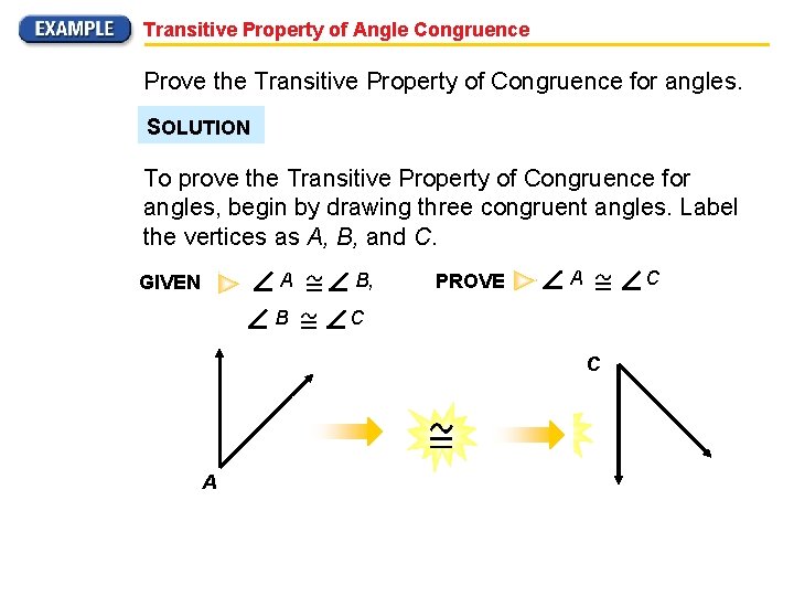 Transitive Property of Angle Congruence Prove the Transitive Property of Congruence for angles. SOLUTION