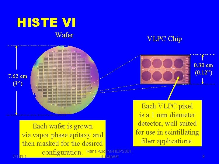 HISTE VI Wafer 7. 62 cm (3”) Each wafer is grown via vapor phase