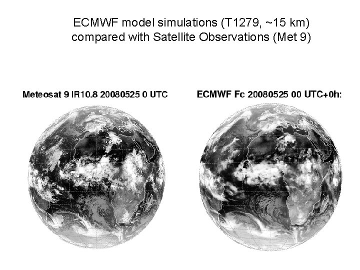 ECMWF model simulations (T 1279, ~15 km) compared with Satellite Observations (Met 9) Slide