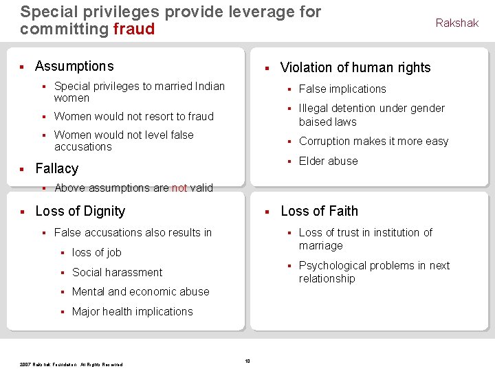 Special privileges provide leverage for committing fraud § § Assumptions § Special privileges to