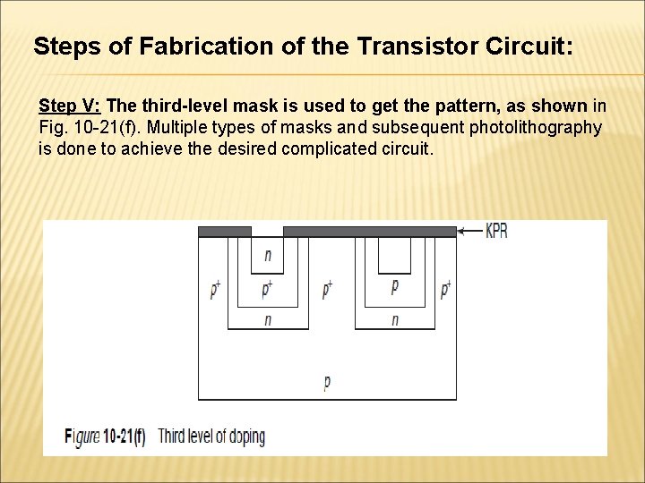 Steps of Fabrication of the Transistor Circuit: Step V: The third-level mask is used