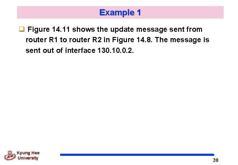 Example 1 q Figure 14. 11 shows the update message sent from router R