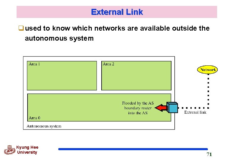 External Link qused to know which networks are available outside the autonomous system Kyung