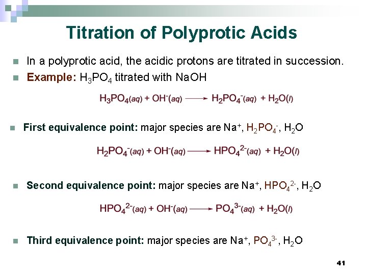 Titration of Polyprotic Acids n n n In a polyprotic acid, the acidic protons