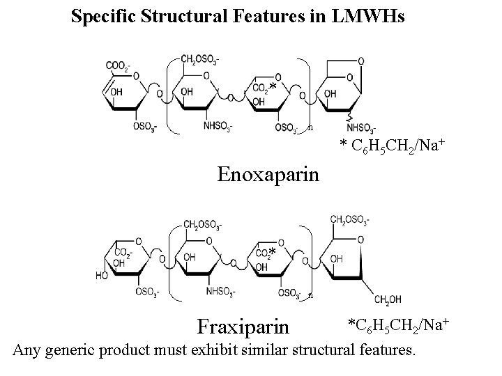 Specific Structural Features in LMWHs * n * C 6 H 5 CH 2/Na+