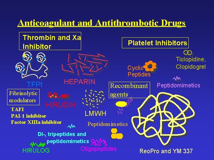 Anticoagulant and Antithrombotic Drugs Thrombin and Xa Inhibitor s HEPARIN TFPI Fibrinolytic modulators Platelet