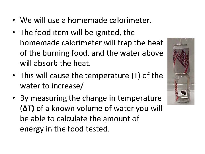 Energy in Food Lab Glucose has energy stored