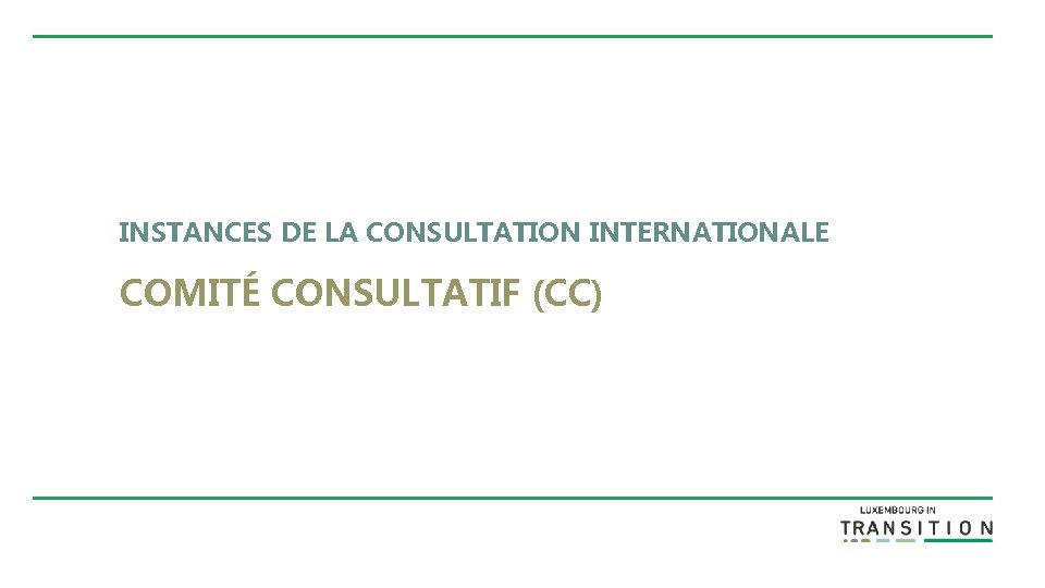 INSTANCES DE LA CONSULTATION INTERNATIONALE COMITÉ CONSULTATIF (CC) 