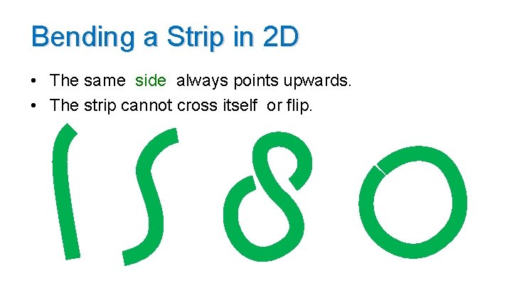 Bending a Strip in 2 D • The same side always points upwards. •