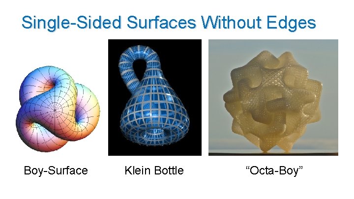 Single-Sided Surfaces Without Edges Boy-Surface Klein Bottle “Octa-Boy” 