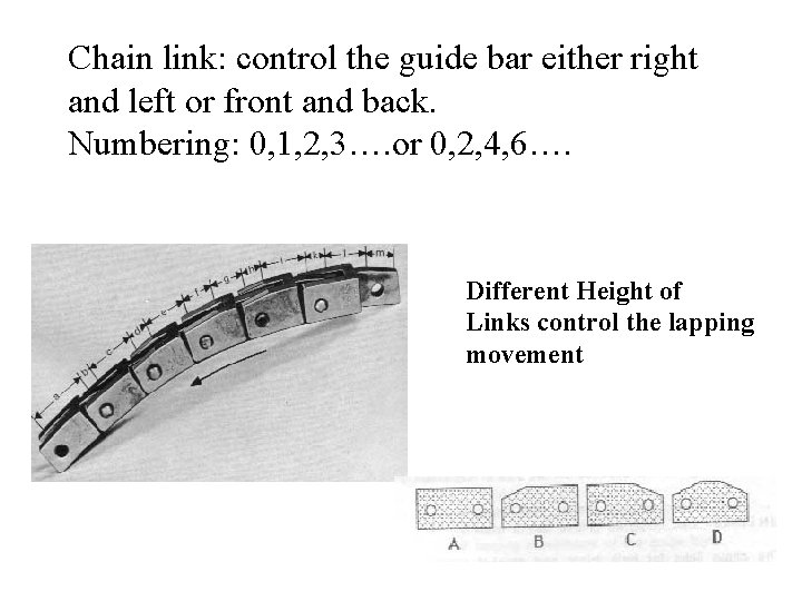 Chain link: control the guide bar either right and left or front and back.