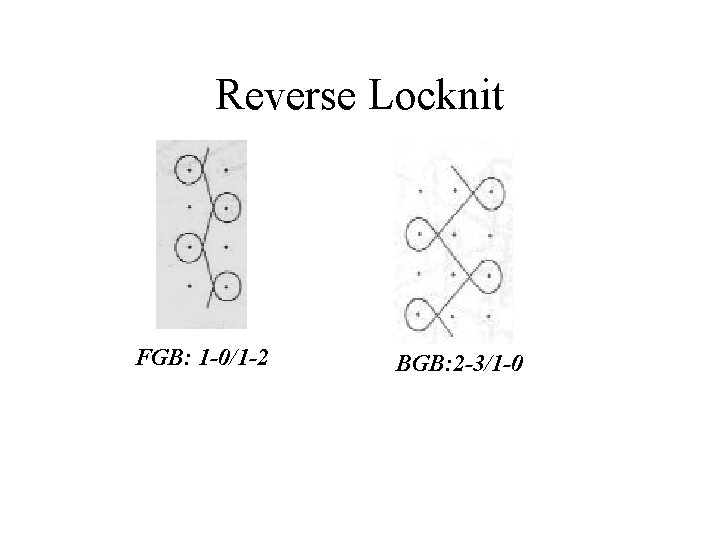 Reverse Locknit FGB: 1 -0/1 -2 BGB: 2 -3/1 -0 
