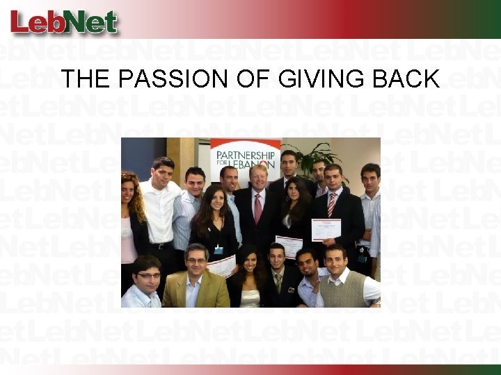 THE PASSION OF GIVING BACK 