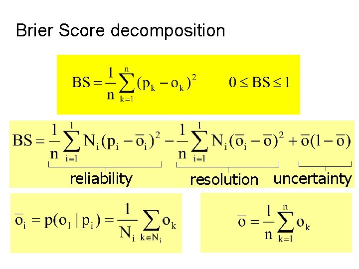 Brier Score decomposition reliability resolution uncertainty 