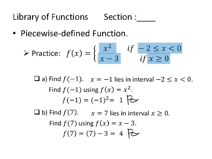 Library of Functions Section : ____ • P P 