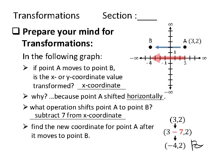 Transformations Section : ____ q Prepare your mind for Transformations: In the following graph: