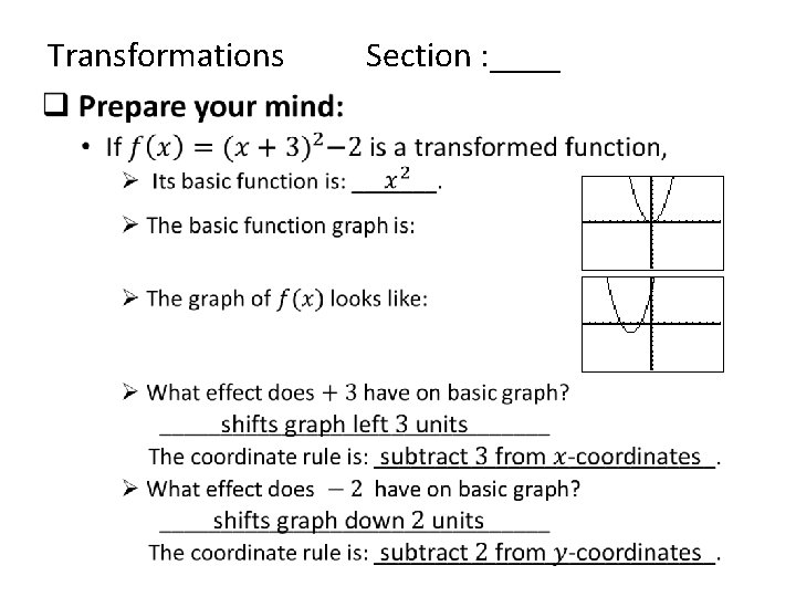 Transformations Section : ____ • 