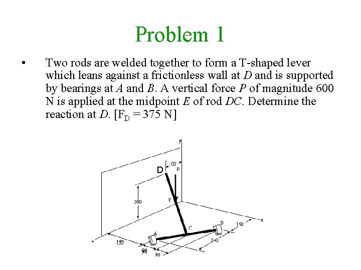 Problem 1 • Two rods are welded together to form a T shaped lever