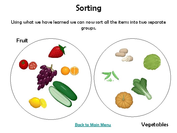 Sorting Using what we have learned we can now sort all the items into