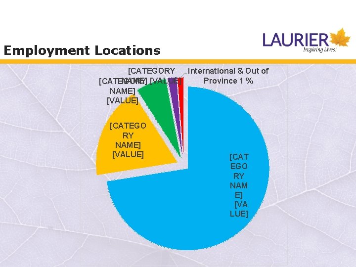 Employment Locations [CATEGORY International & Out of NAME] [VALUE] Province 1 % [CATEGORY NAME]