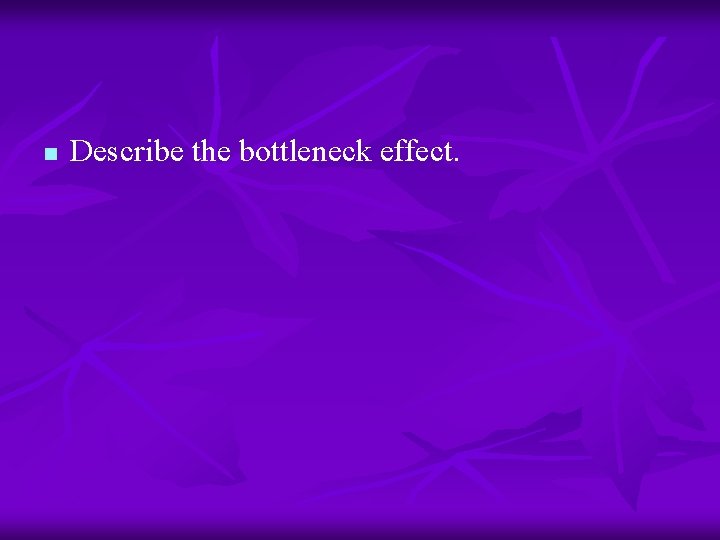 n Describe the bottleneck effect. 