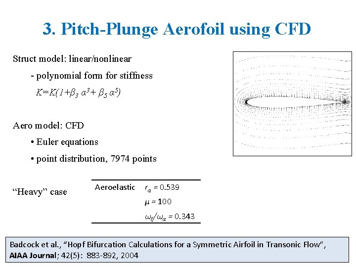 3. Pitch-Plunge Aerofoil using CFD Struct model: linear/nonlinear - polynomial form for stiffness K=K(1+β